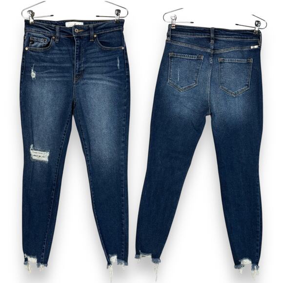 KanCan Ankle Skinny Jeans 9/26 High Rise Distress Blue Dark Wash Phoenix KC8567D - Picture 1 of 14